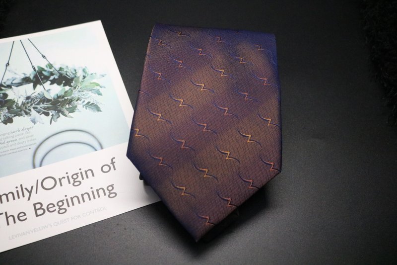 褐色漸變線條領帶/真絲百搭商務型男necktie - 領帶/領帶夾 - 絲．絹 多色