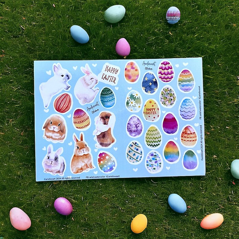 Colorful Bunny Easter Egg Stickers - Stickers - Waterproof Material 