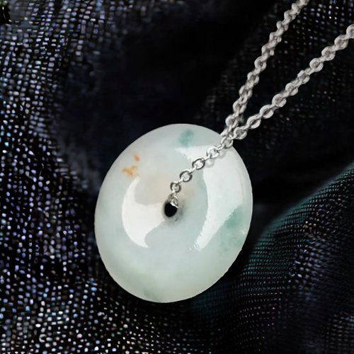 瓔珞珠寶盒 E.L.Jewelry Box 冰飄綠花翡翠平安扣項鍊 | 天然緬甸玉翡翠A貨|送禮