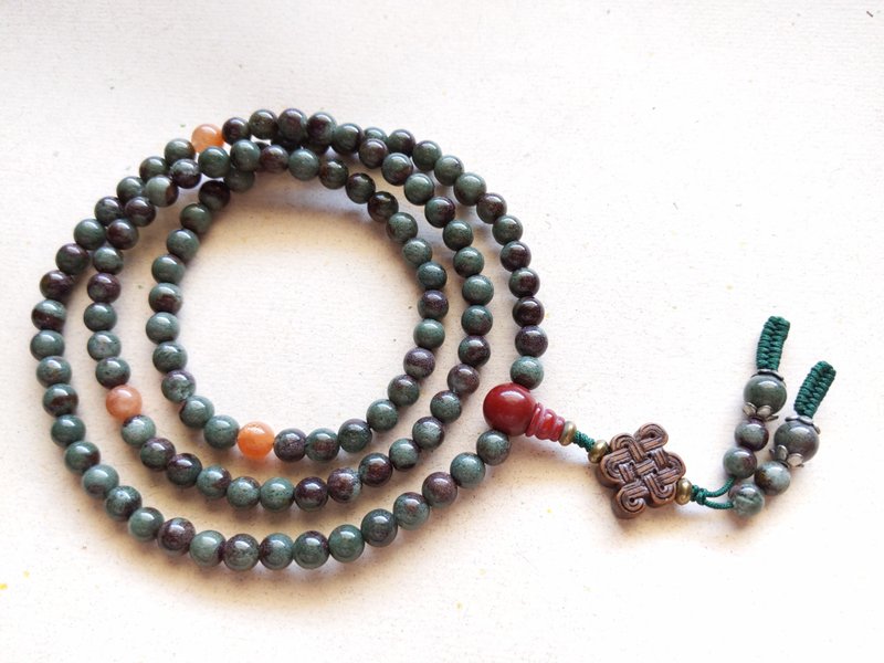 ORLI Jewelry 天然紅綠幽靈108顆念珠 幽靈 天然石 - 項鍊 - 寶石 綠色