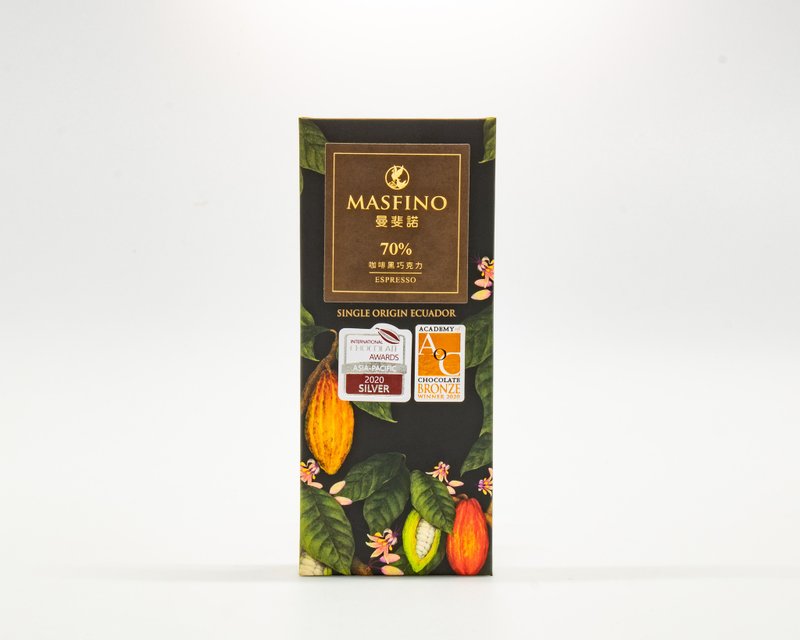 Masfino 70% Espresso Dark Chocolate - ช็อกโกแลต - อาหารสด สีดำ