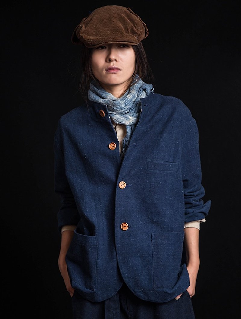 Orphan-Ancient blue dyed hand-twisted yarn handmade old cloth jacket - Women's Casual & Functional Jackets - Cotton & Hemp 