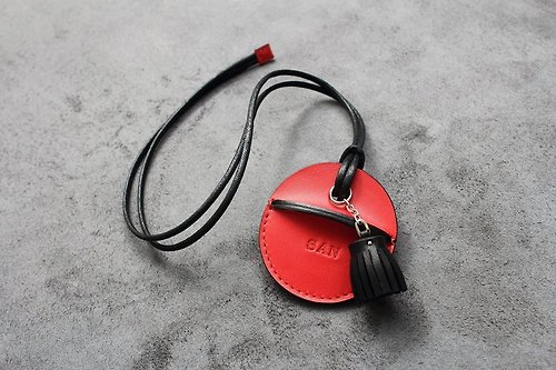 KAKU皮革設計 gogoro鑰匙皮套訂製 小流蘇吊飾款 紅色客製化禮物