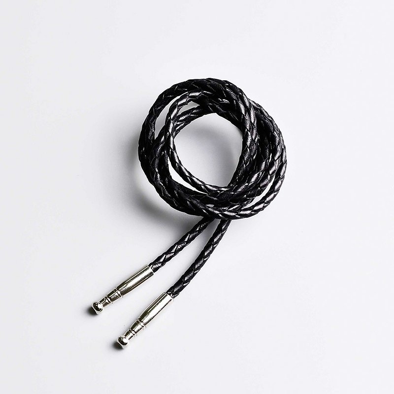 [Custom-made limited] Paul tie / Bolo Tie / American tie special leather cord - เนคไท/ที่หนีบเนคไท - หนังแท้ สีดำ