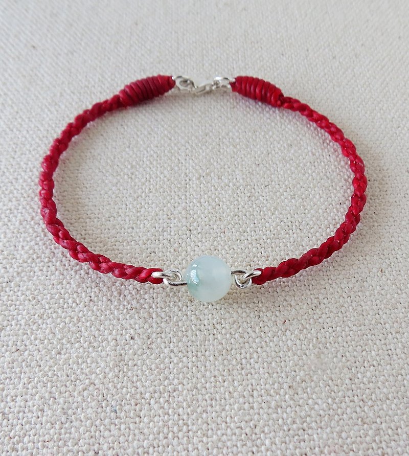 [Lucky stone] floodlight ice hibiscus species micro-floating flower emerald silk wax line bracelet [four shares] lucky - Bracelets - Gemstone Red