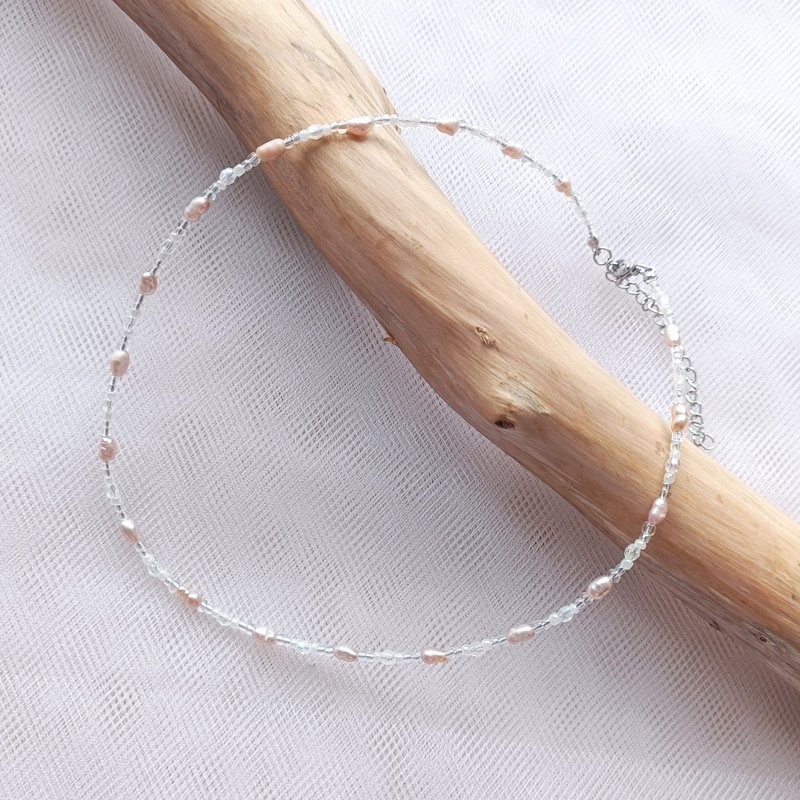 | Pearl Series 005 | Natural stone beaded necklace | - สร้อยคอ - ไข่มุก สึชมพู