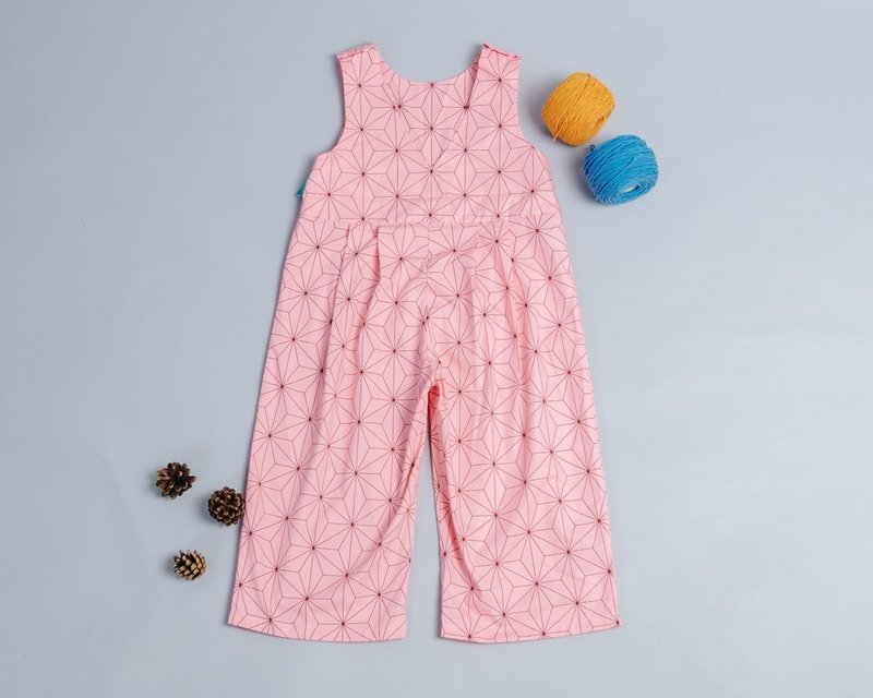 Small V Shoulder Buckle Wide Tube Pants-Hefeng 7 Anti-mosquito Children's Pants - Skirts - Cotton & Hemp Pink