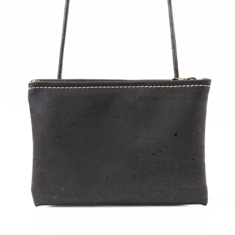 Cork Leather Sacoche (Black) - Messenger Bags & Sling Bags - Eco-Friendly Materials Black