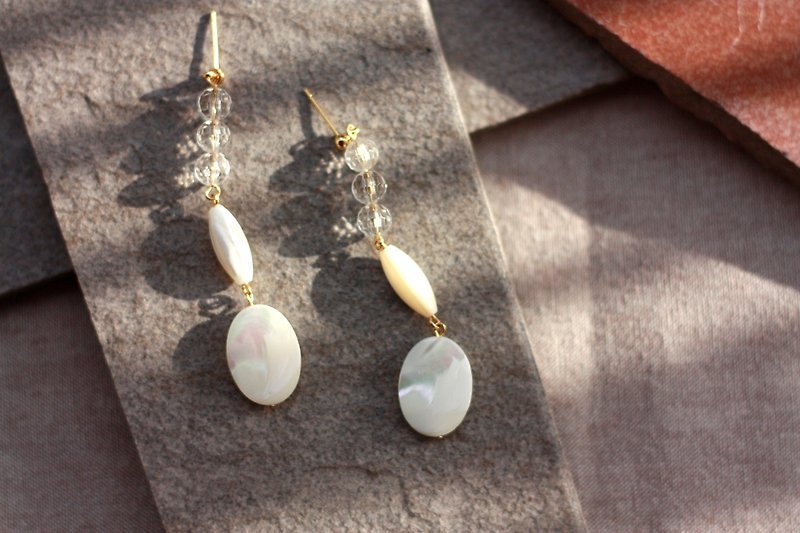 Mozzarella earring Mézère cheese earrings - 22k ear pins in 925 sterling silver - Earrings & Clip-ons - Gemstone White