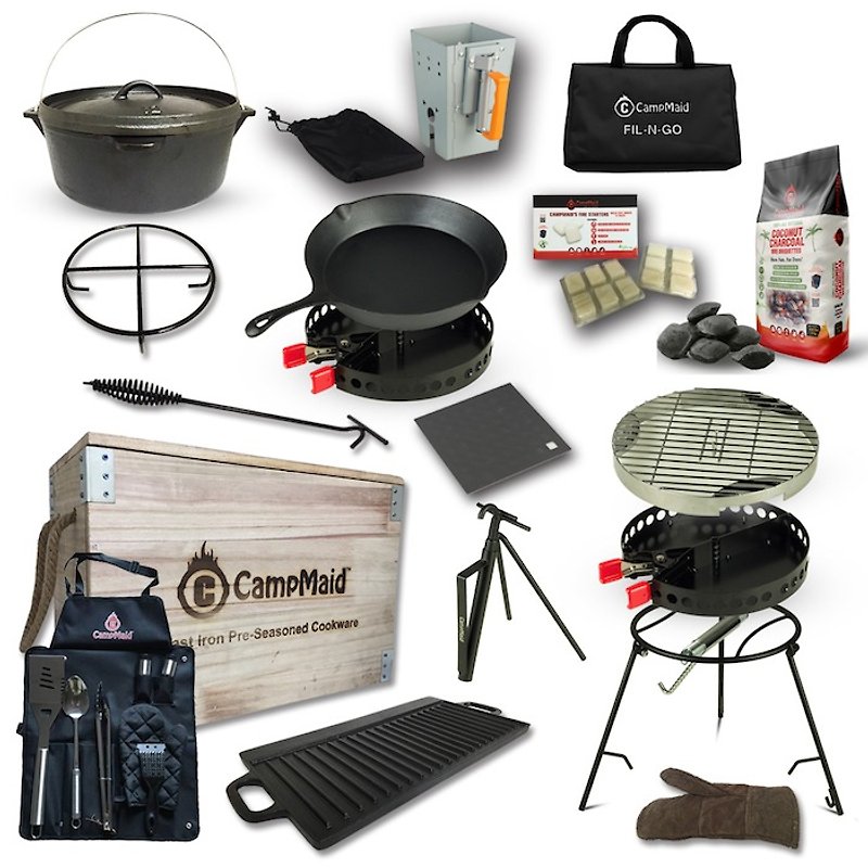 US Campmaid multi - functional outdoor camping barbecue wooden box luxury group - Ladles & Spatulas - Other Materials 