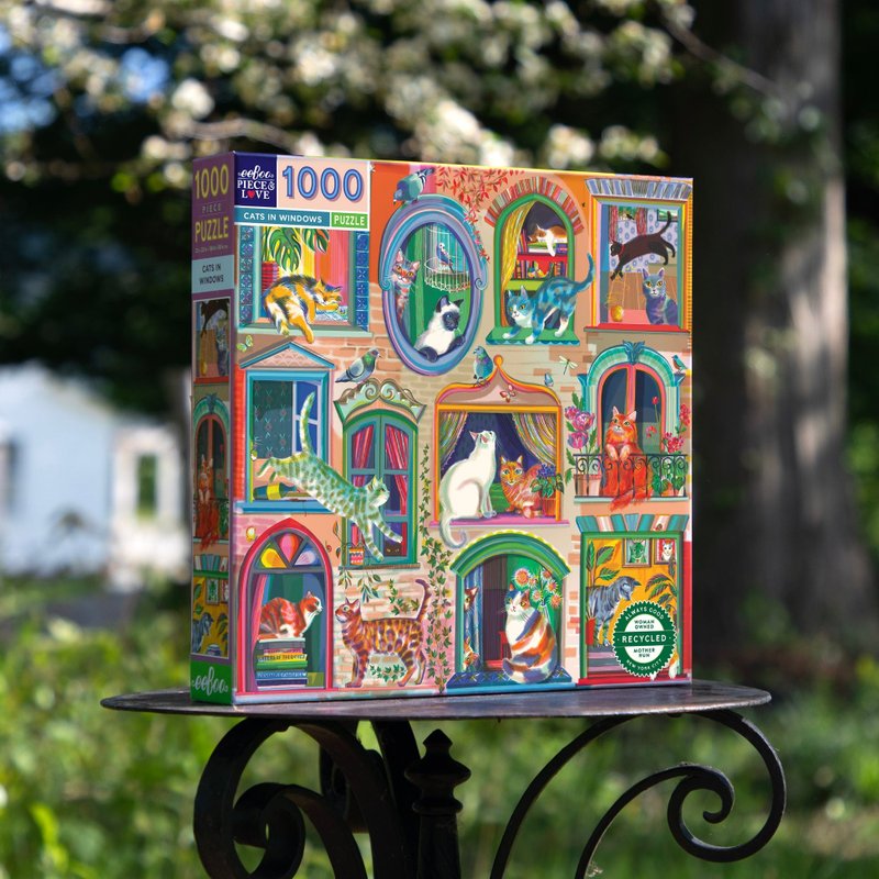 eeBoo 1000片拼圖- 窗裡小貓 Cats in window  1000 Piece Puzzle - 拼圖 - 紙 多色