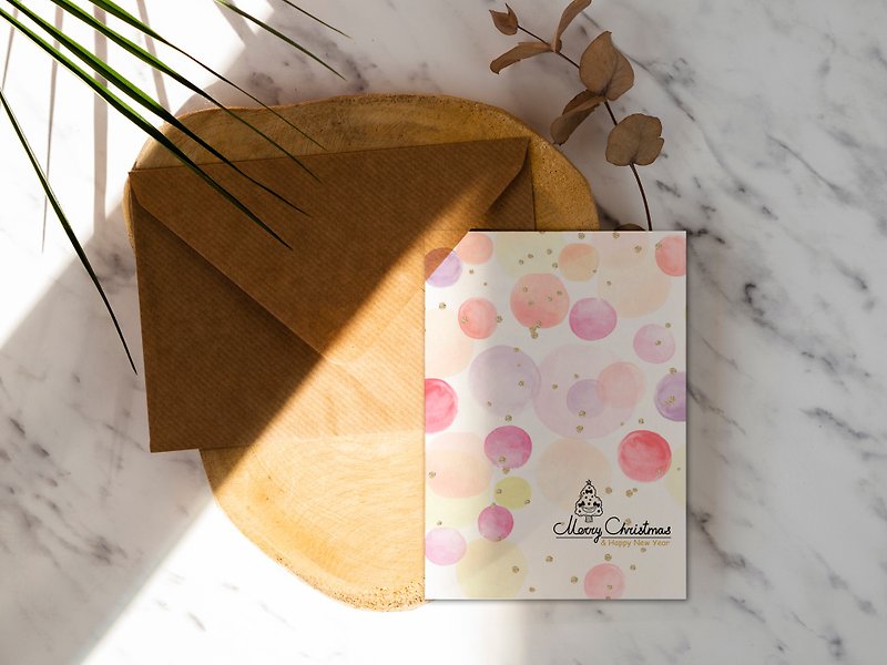 Pink Bubble Christmas Card [95] Rococo Strawberry Handmade Card Postcard with Envelope - Cards & Postcards - Paper 
