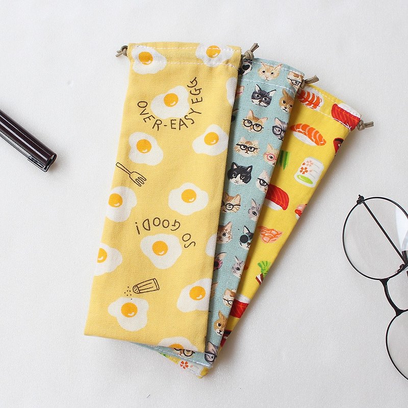 Pouch egg pencil bag / bundle pocket pencil case storage bag - กล่องดินสอ/ถุงดินสอ - ผ้าฝ้าย/ผ้าลินิน สีเหลือง