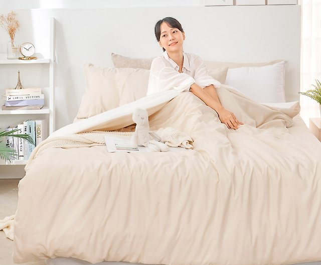 Bed bag quilt set-single/double/large/soft cotton/milk brown bed bag+milk  white quilt cover - Shop DUYAN Bedding - Pinkoi