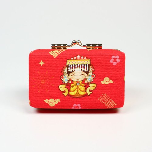 a Smiler 印章盒 口金 雙人章 對章 公司大小章 臺灣棉- 媽祖 (紅)