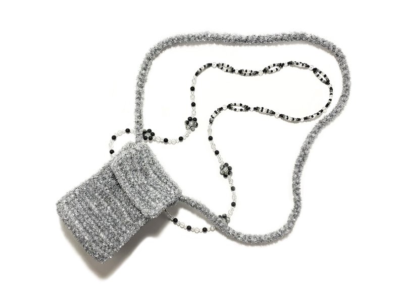 Hand knitting glitter phone bag - Messenger Bags & Sling Bags - Cotton & Hemp Multicolor