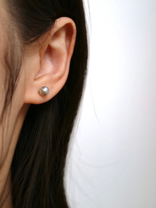 KOKO PEARL JEWELRY 免運日本直送 無調色 天然銀藍色akoya珍珠耳環 耳針 巴洛克 有瑕