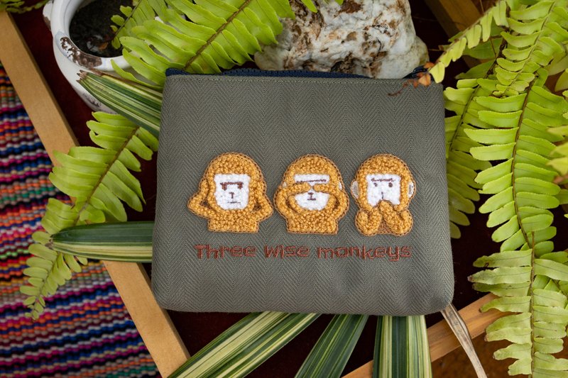 零錢包【三不猴】 DND  立體刺繡 /萬用包 - 零錢包/小錢包 - 繡線 綠色