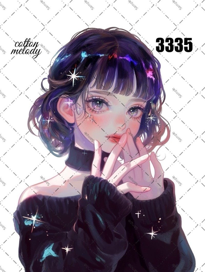 original sticker no.3335 人物ステッカー オリジナルステッカー オリジナル人物ステッカー 装飾ステッカー cotton melody - 貼紙 - 紙 
