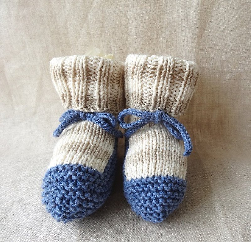 6M ~ Organic Baby Booties Cotton 164 - Baby Gift Sets - Cotton & Hemp Blue