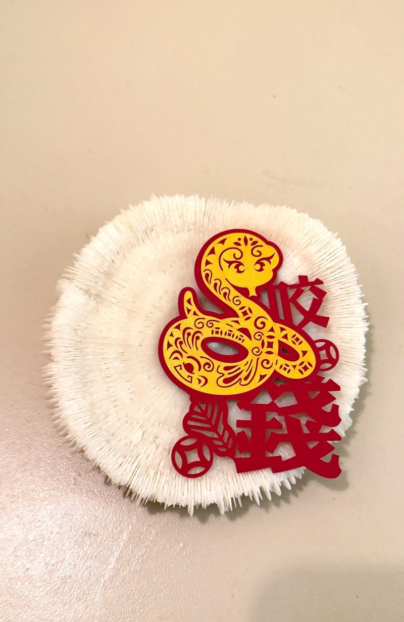 蛇咬錢 裝飾 開運小物 書籤 - 卡片/明信片 - 紙 橘色