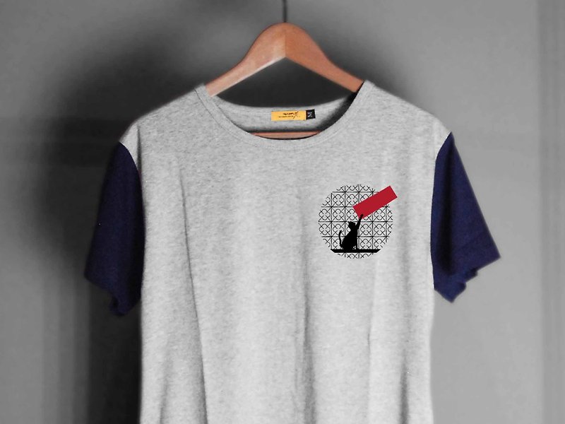 【插畫T-shirt】- ABOUT CATS - 帽T/大學T - 棉．麻 灰色