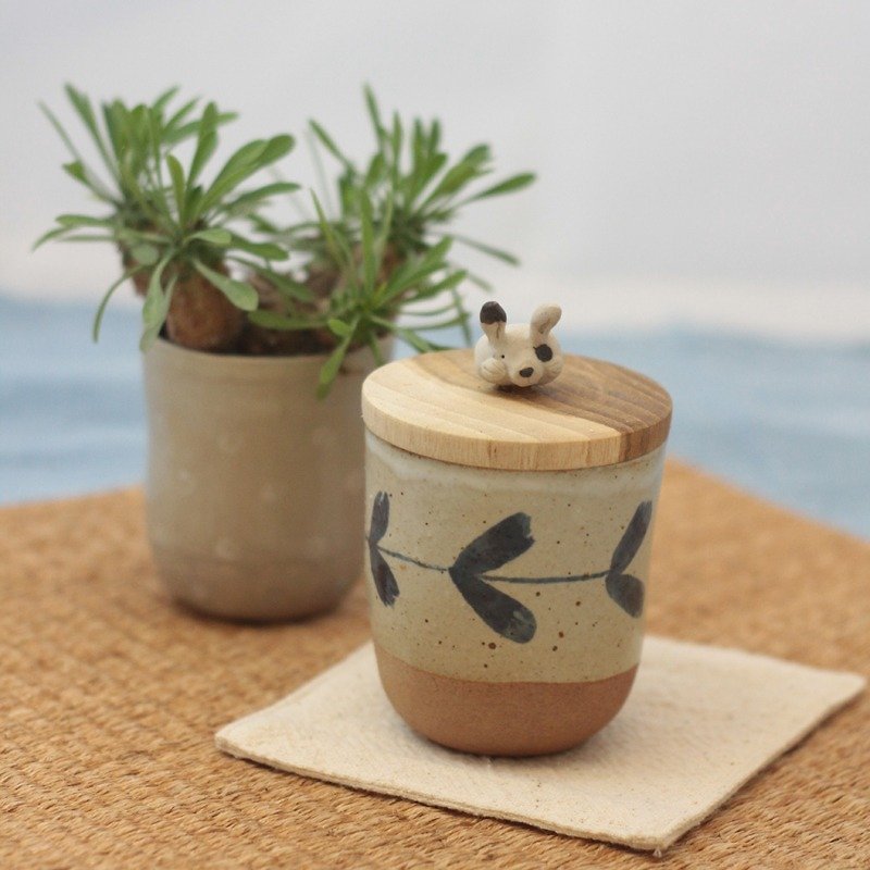 セラミック誰かカップ（ウサギ） - 花瓶・植木鉢 - 木製 ゴールド