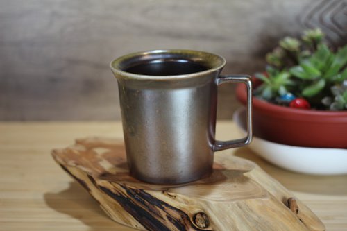 自然釉文創工作室 【母親節禮物】240ml 柴燒重落灰 方韻杯 咖啡杯 臺灣鶯歌製