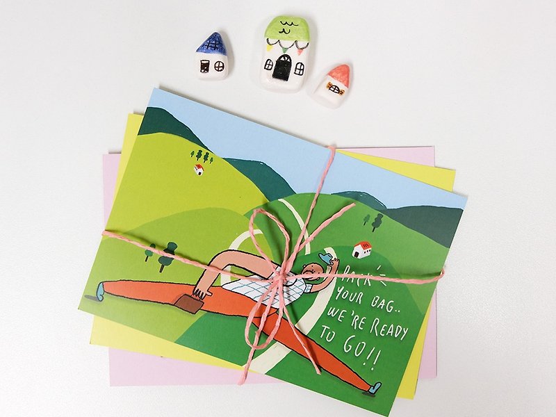 Post card set1 Tree & People - カード・はがき - 紙 ピンク