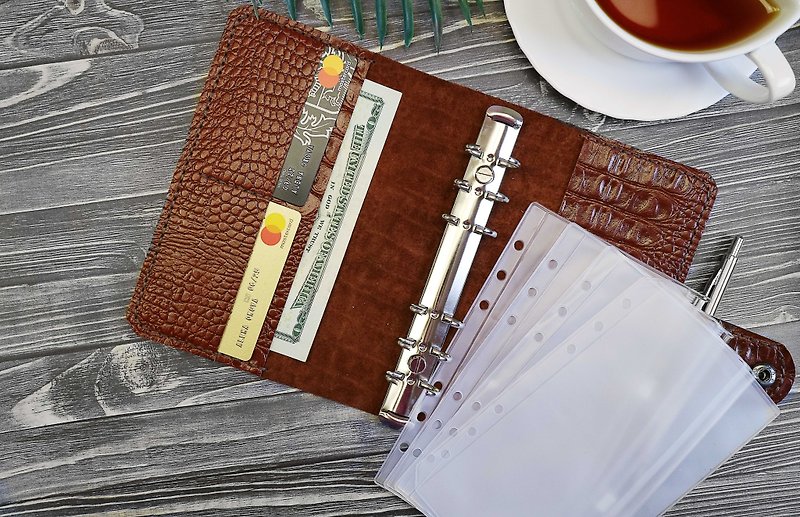 Cash envelope wallet, budget binder, cash envelope system, a6 planner, budget pl - 護照夾/護照套 - 真皮 咖啡色