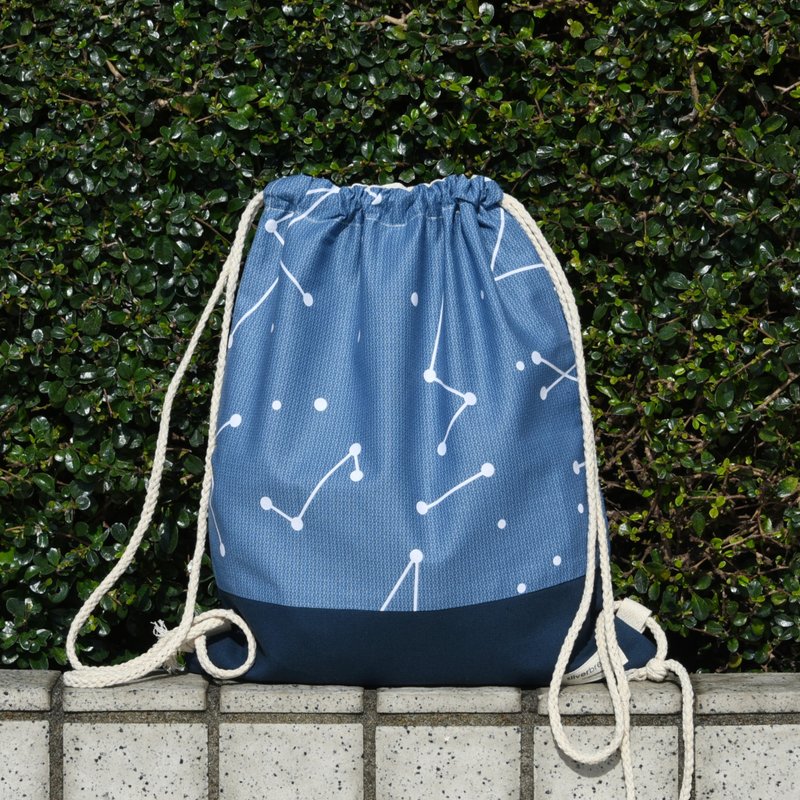 束口後背包/束繩包/束口袋 ~ 夜空星座(B215) RS - 束口袋/束口背包/水桶包 - 棉．麻 藍色