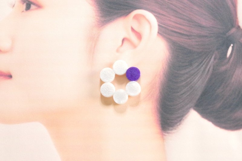 Resin Art Circle Earrings - Bellflower - ต่างหู - เรซิน สีม่วง