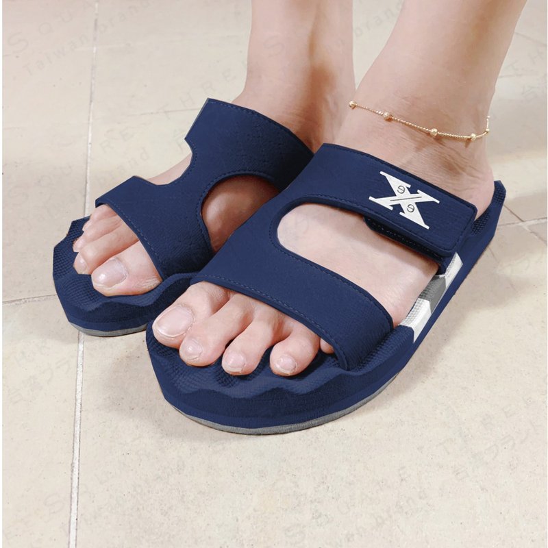 Blue long-standing and long-walking rebound air-cushion slippers I Adjust the tightness and relieve plantar pain for camping trips - รองเท้าแตะ - วัสดุกันนำ้ หลากหลายสี