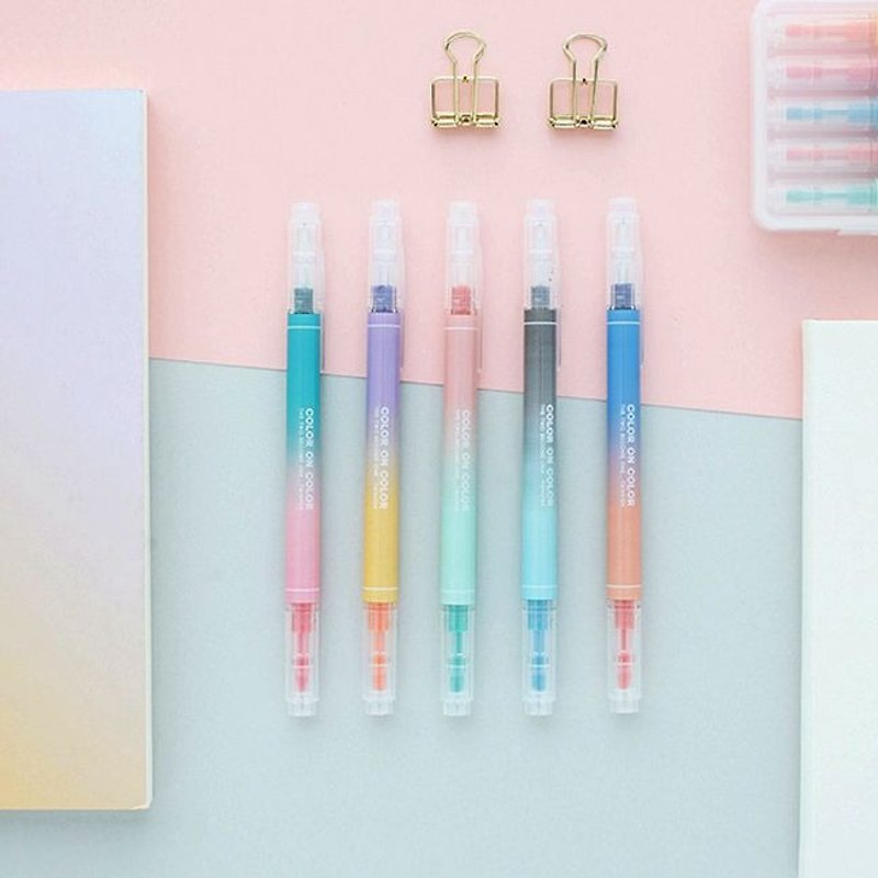 プラスチック その他のペン 多色 - Livework-10カラー双頭蛍光ペンセット（5インチ）-Dream gradient、LWK36760