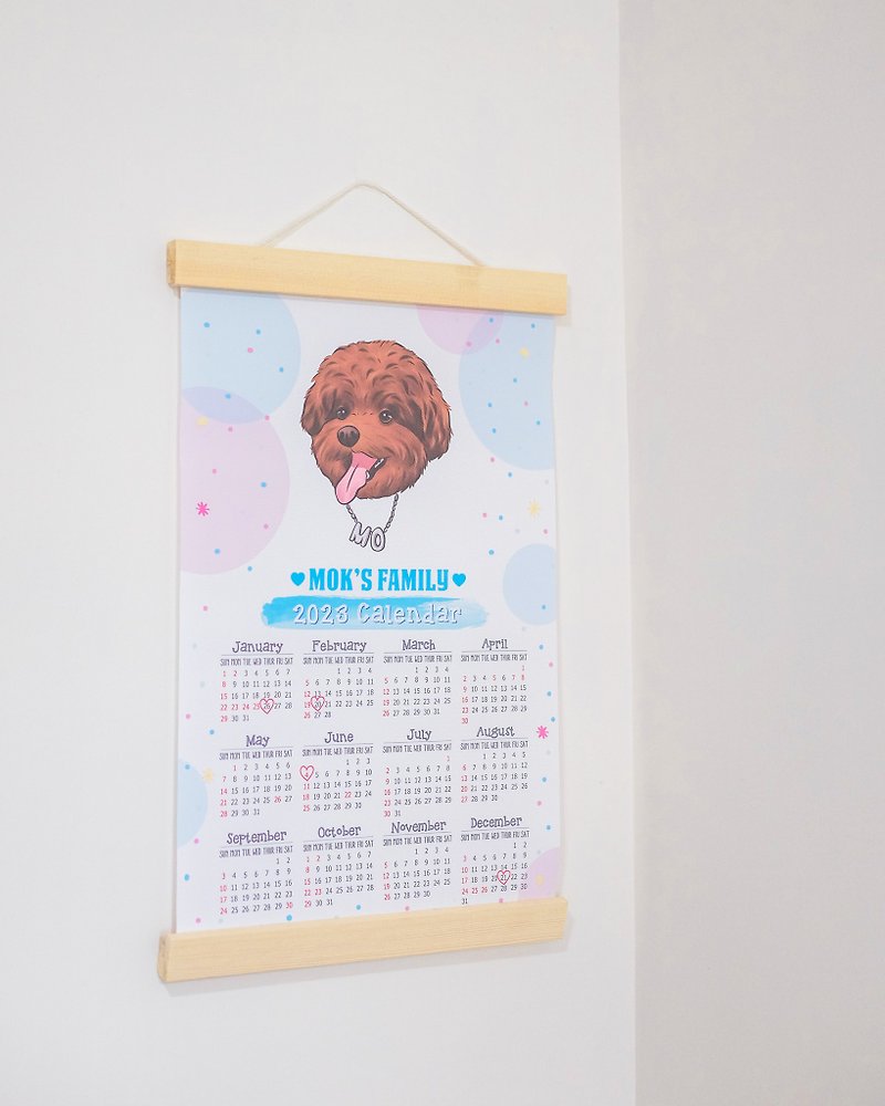 【カスタマイズ壁掛けカレンダー】ペットの猫や犬、毛むくじゃらの子供のイラスト⋯カレンダー⋯ - カレンダー - その他の素材 