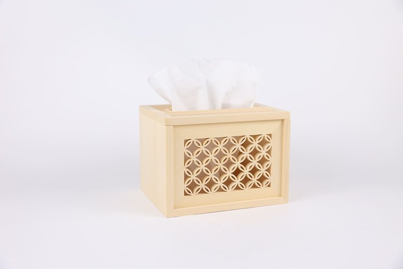 Lucky Life Series - Qibao Flower Window Toilet Paper Box / Small Toilet Paper Box - Tissue Boxes - Wood Gold