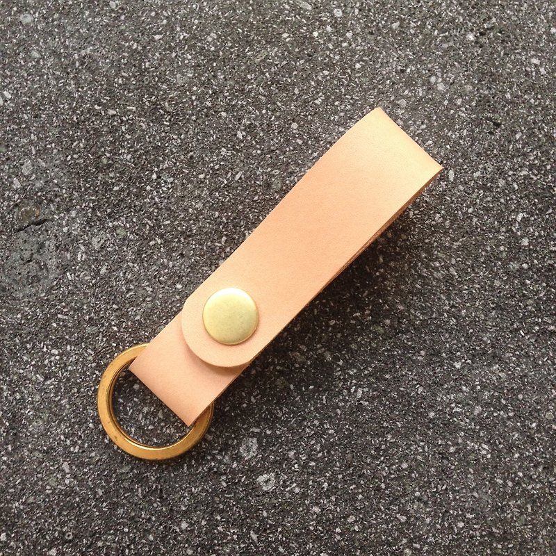 Natural vegetable tanned leather with typical key ring (multi-color optional) - Keychains - Genuine Leather Multicolor