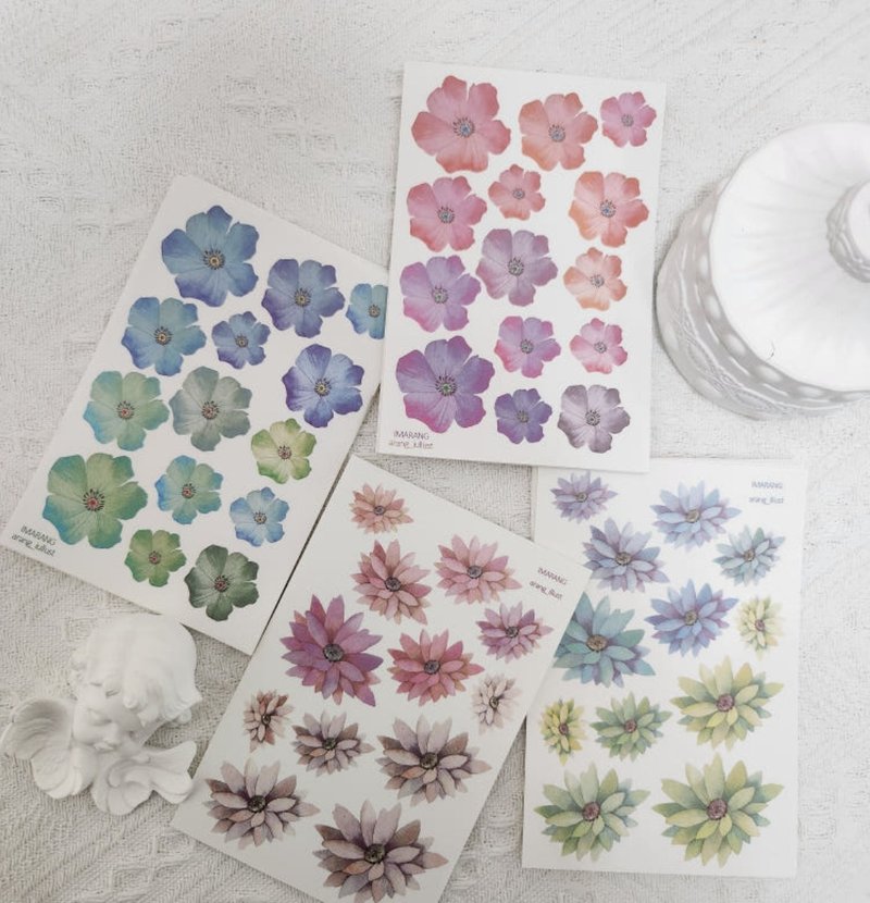 Watercolor flowers - 貼紙 - 紙 