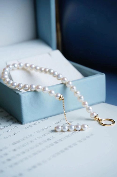 Athena珍珠設計 平衡木 天然海水珍珠 18k金手鏈手鐲手環