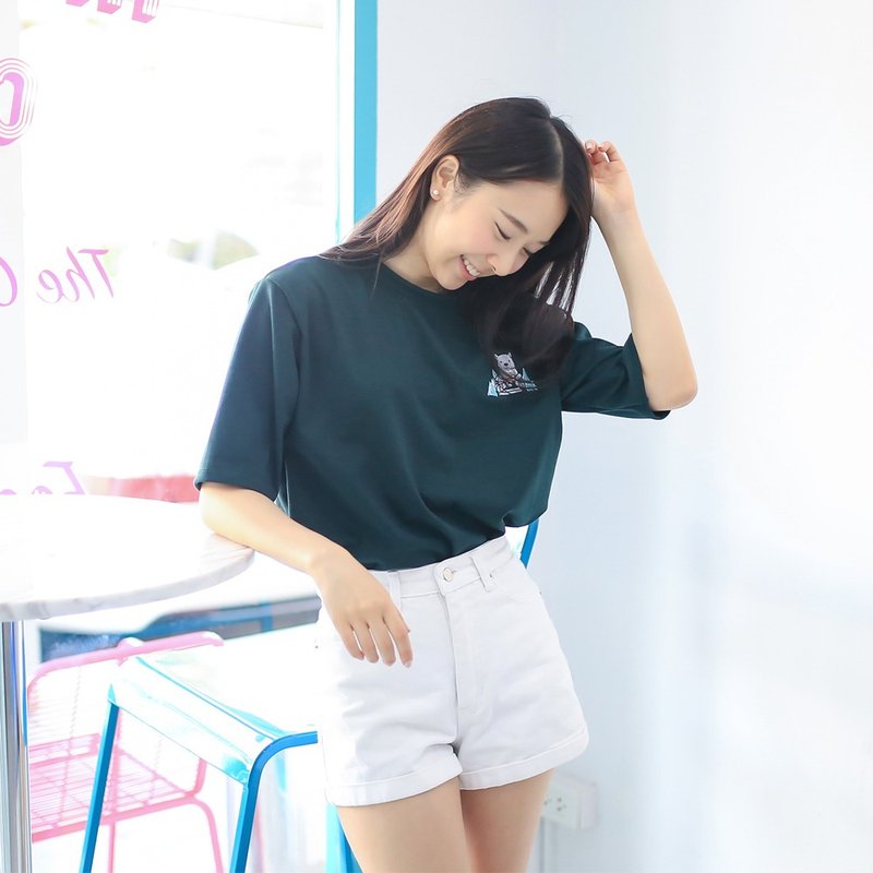 Mori T- Shirt - 女 T 恤 - 棉．麻 綠色
