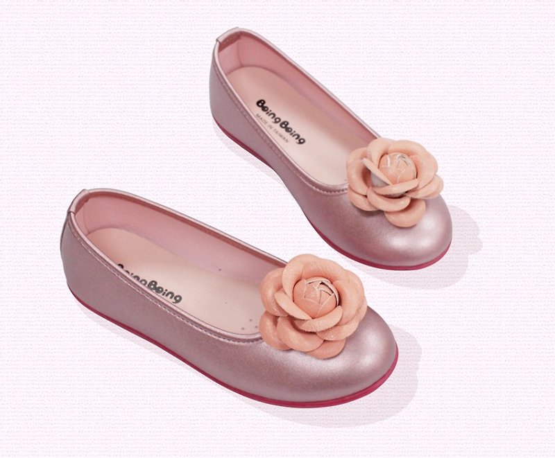 Pretty doll shoes - fashion princess pink camellia - รองเท้าเด็ก - หนังเทียม สึชมพู