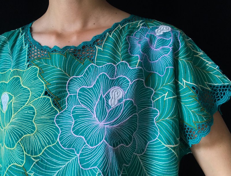 80s vintage cutwork top/ blouse - เสื้อผู้หญิง - ผ้าฝ้าย/ผ้าลินิน 