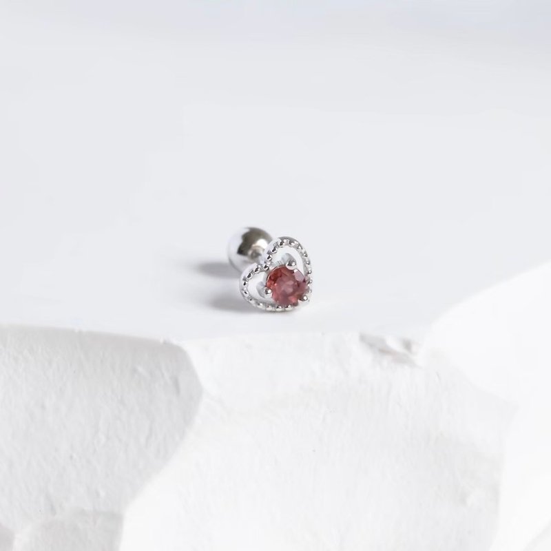 Stone 925 sterling silver heart Stone bead earrings - Earrings & Clip-ons - Crystal Silver