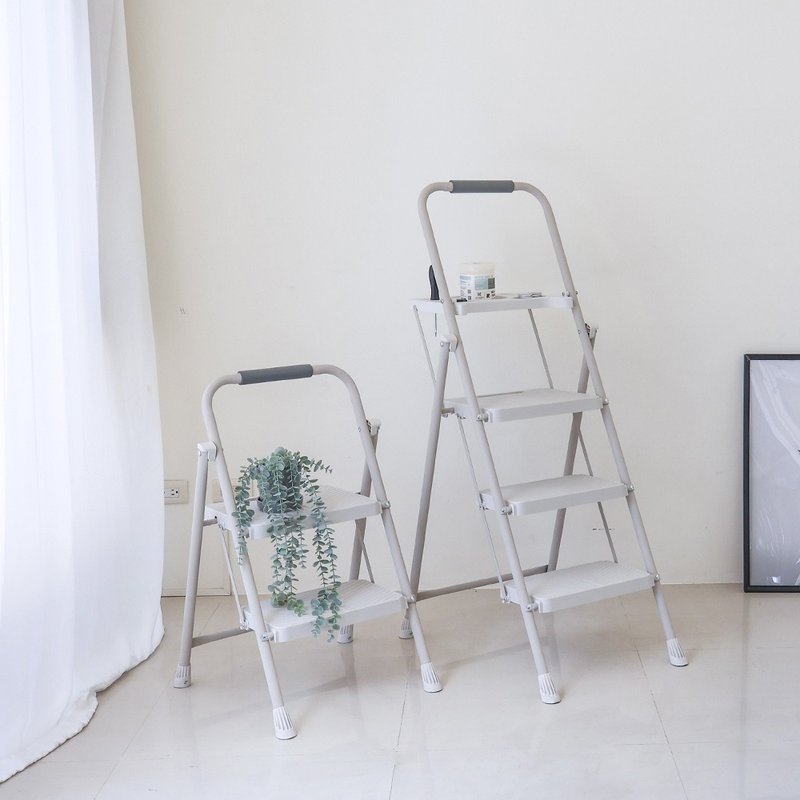 Folding two-layer/three-layer tool ladder-white gray two-step three-step ladder for home use - Other - Other Metals White