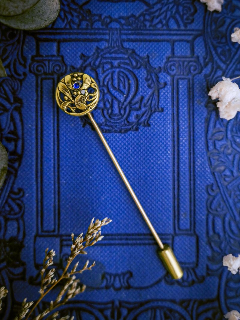 FIX 交錯槲寄生百年帽針長別針-歐洲古董首飾 Vintae Jewelry - 胸針 - 其他金屬 