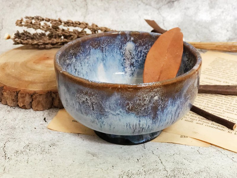 Shiny blue - tea bowl - ถ้วย - ดินเผา 