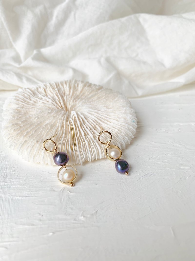 Circles Circles Circles Cute Little Natural Pearl Earrings Beautiful Colors - Earrings & Clip-ons - Pearl 