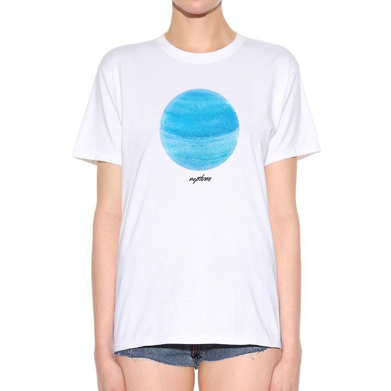 neptune 海王星 男女短袖T恤 白色 星球 行星 宇宙 銀河 太空 - T 恤 - 棉．麻 白色