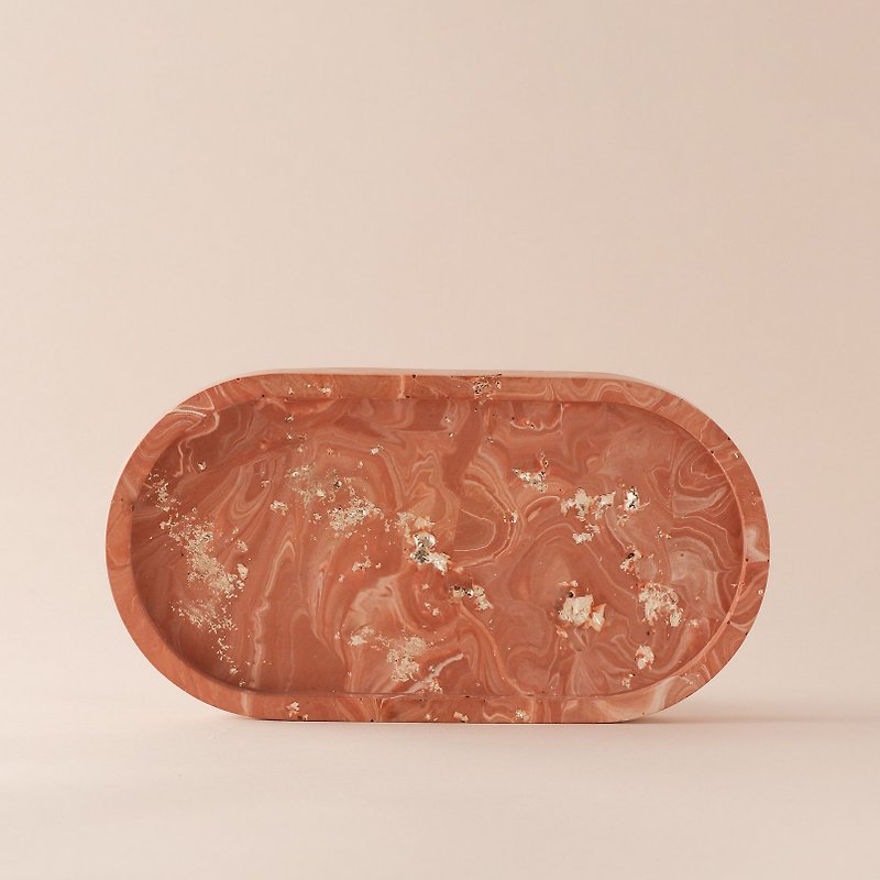 Jesmonite英國礦石樹脂/置物盤-可可大理石紋 - 裝飾/擺設  - 環保材質 咖啡色