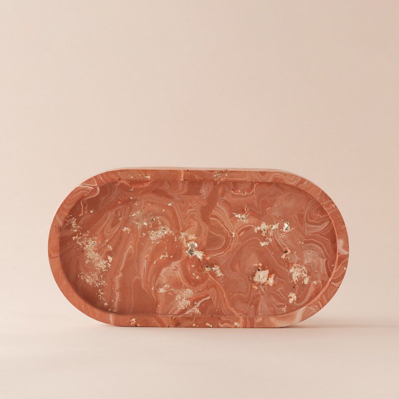 Jesmonite英國礦石樹脂/置物盤-可可大理石紋 - 擺飾/家飾品 - 環保材質 咖啡色